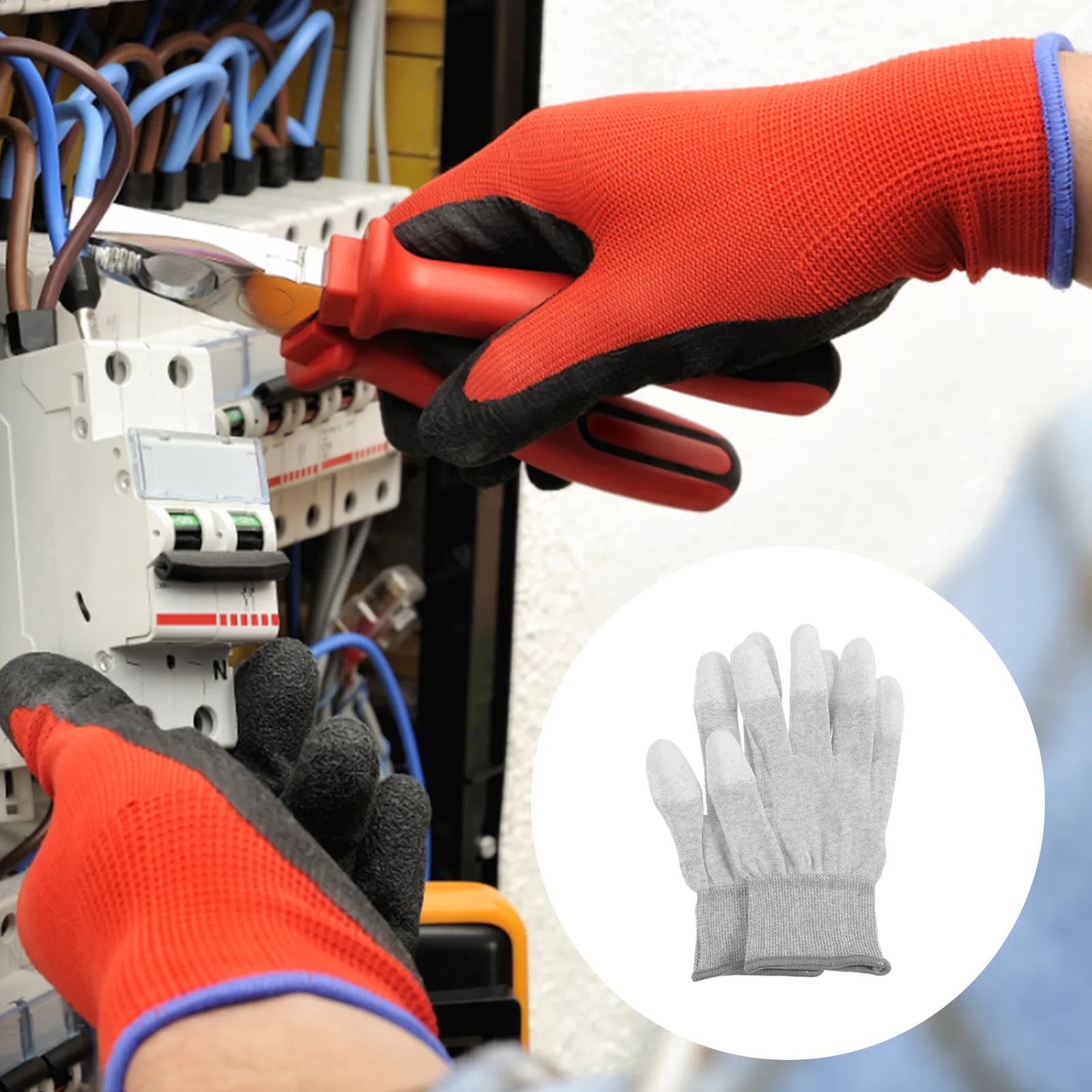 

5Pairs Anti Static Gloves Premium Non Slip PU Coated Fingertip Protective Gloves for Pc Building Electronics Assembly Aerospace