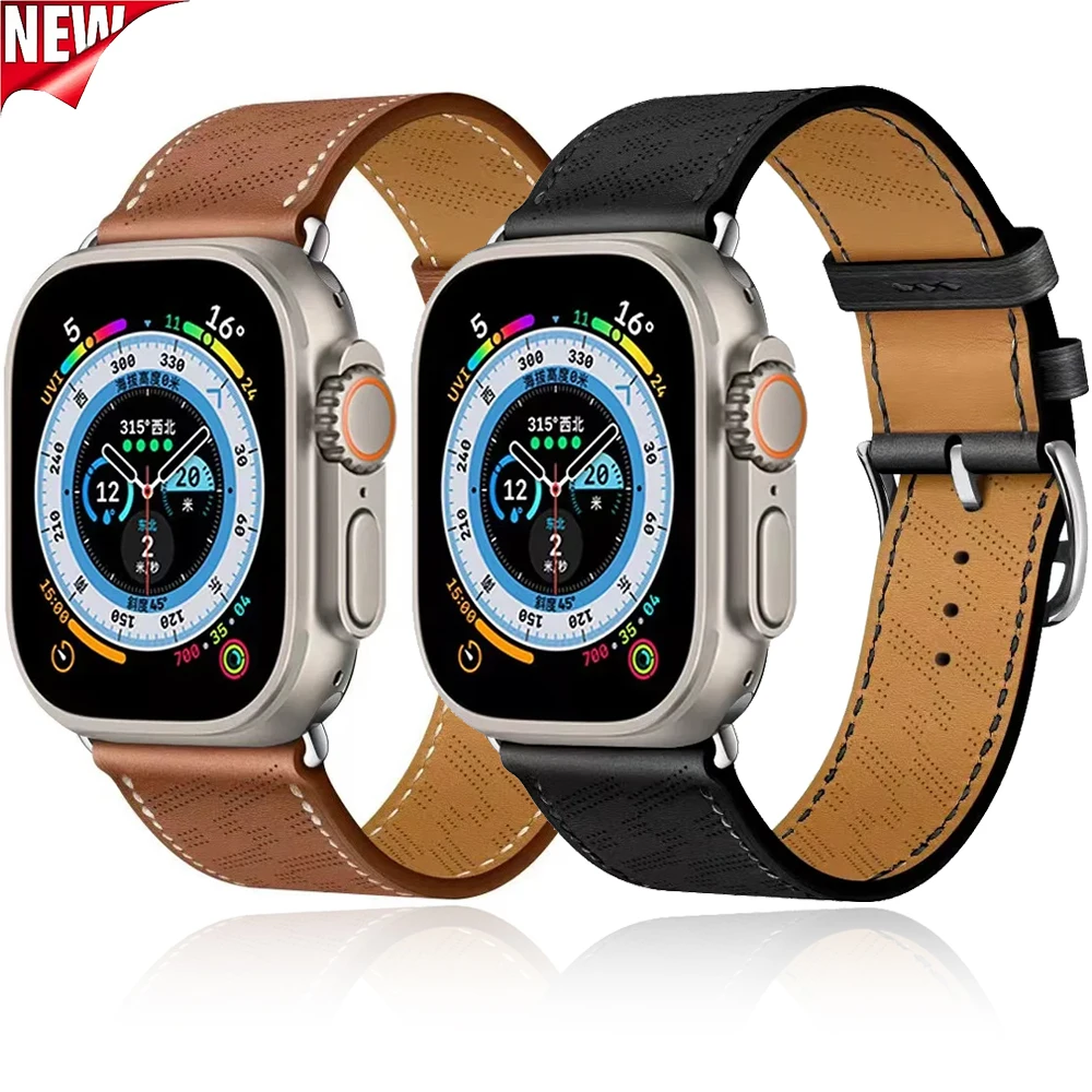 Lederarmband für Apple Watch Ultra 3/2/1 49 mm 45 mm 44 mm 41 mm 40 mm 42 mm 36 mm Atmungsaktives Armband für IWatch 11 10 9 8 7 6 5 4 SE