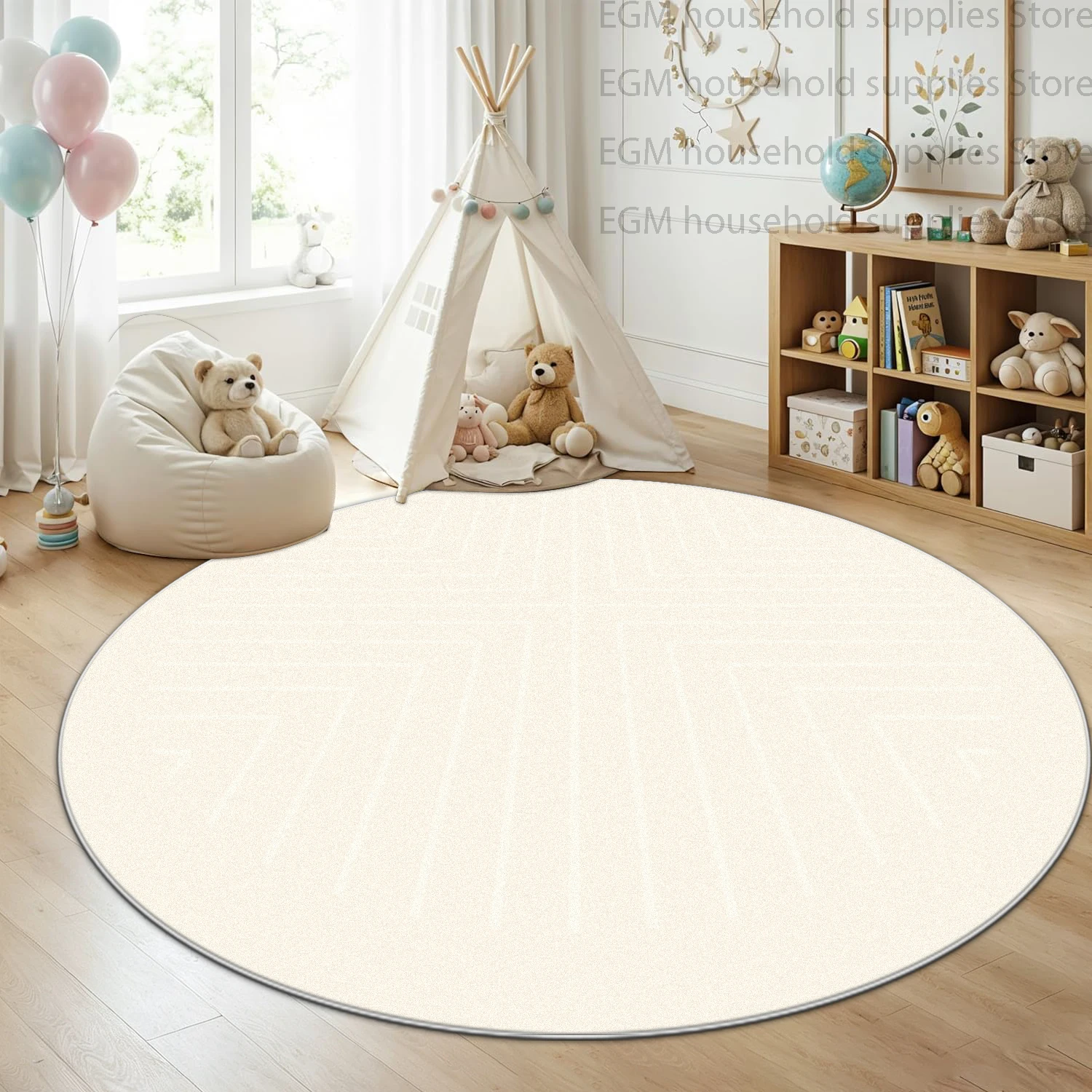Minimalism Round Cream Soft Carpet Playroom Washable Non-Slip Bedroom Bedside Area Rugs Fluffy Home Decor Sofa Lounge Floor Mats