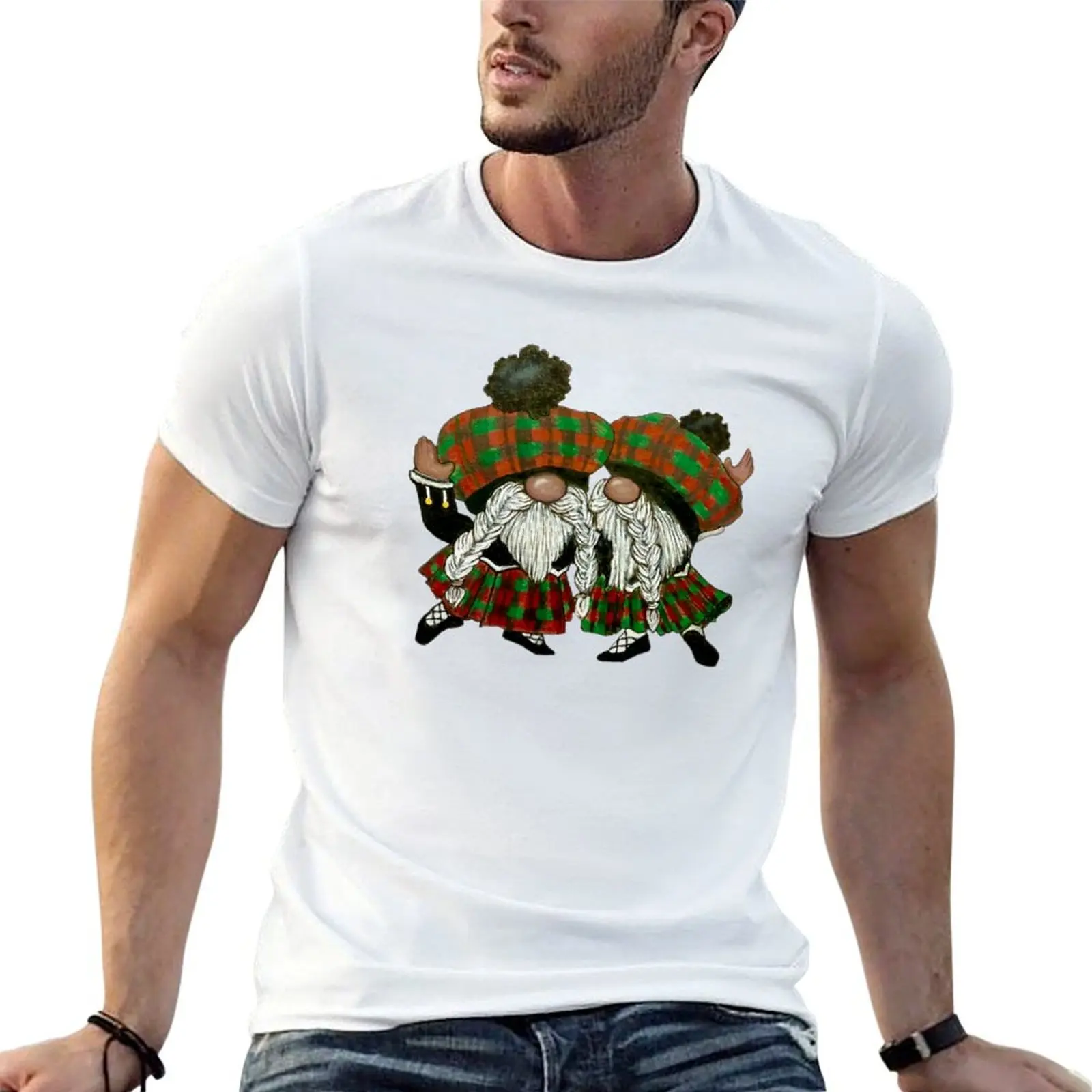 Highland Dancing Gnomes T-Shirt Heavy Duty Casual Work Tee
