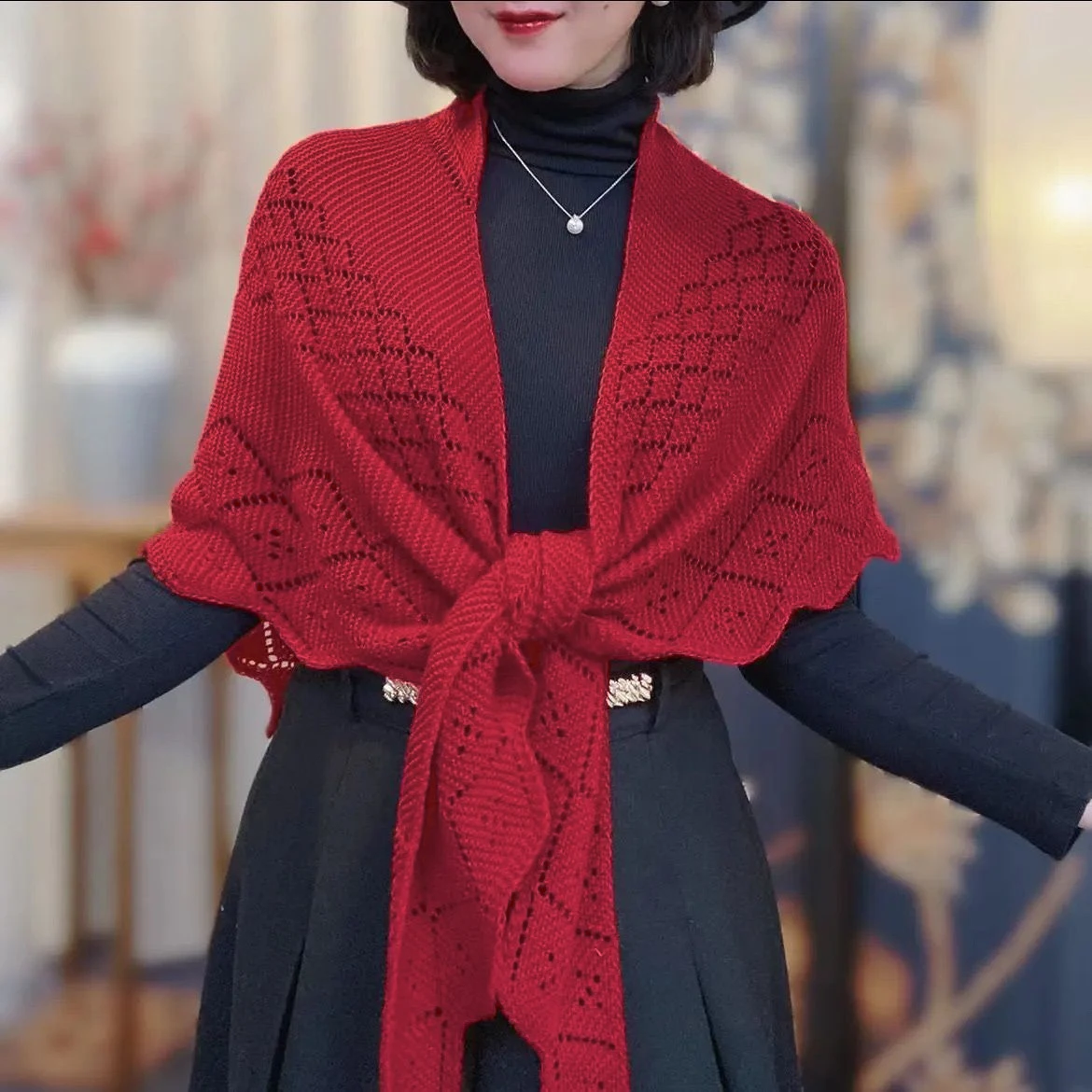 Fashion Knitted Cotton Hollow Scarf Shawl Solid Color Women Summer Air-conditioned Room Cape Ladies Simple Warps Wholesale image 4