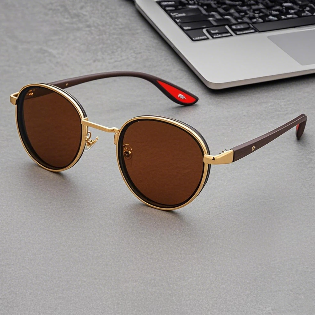 

Summer New Retro Gold Rimmed Circular Sunglasses Neutral Fashionable Personalized Street Photography UV400 Resistant Sunglasses