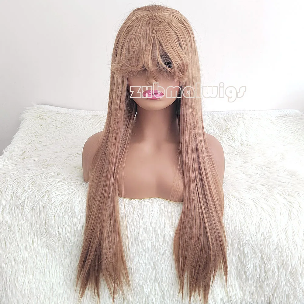 Bangs Straight Long  Synthetic Hair Fringe  Lace Front Wigs Straight  for Women Pre Plucked  Lace Frontal Wig