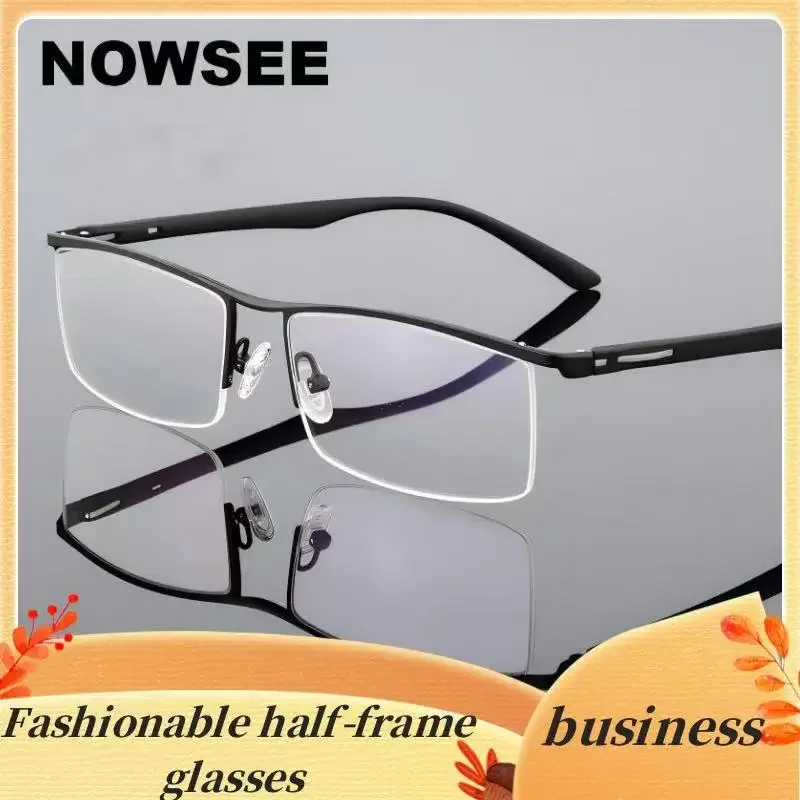 

Анти-синие огни из сплава, деловая мода, полурамка, прямоугольные мужские очки, ультра легкие очки по рецепту