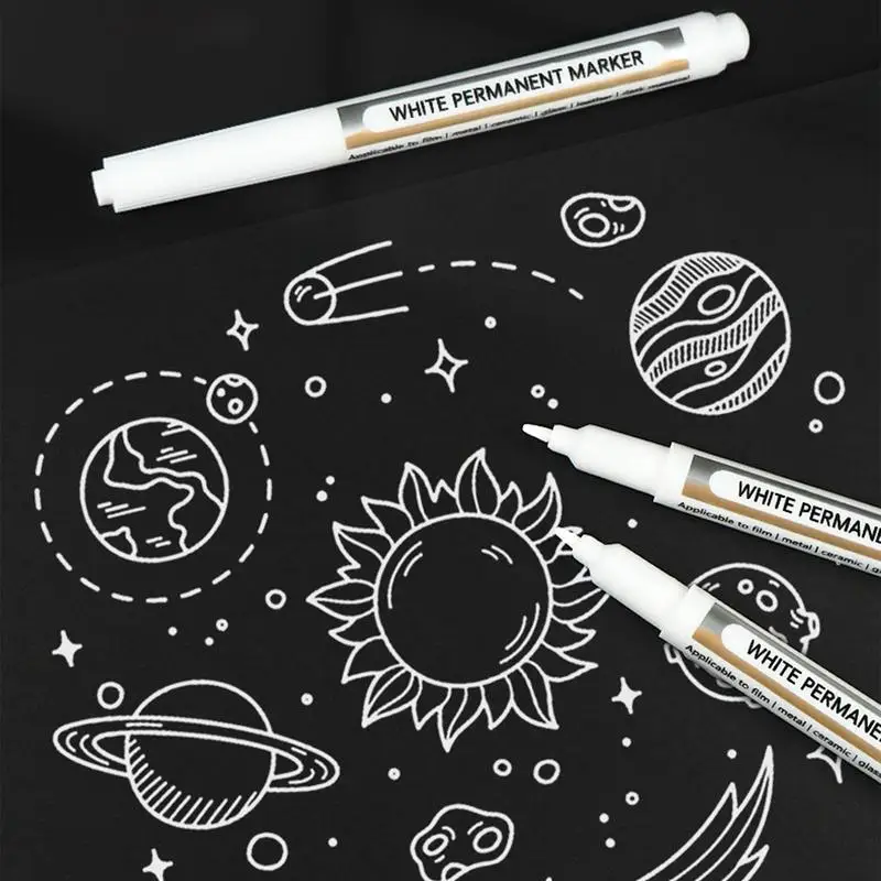 Rotulador de tinta blanca, marcador de pintura permanente resistente al agua, 10X, bolígrafo artístico de secado rápido, marcado a base de aceite, punta extrafina para neumáticos de madera