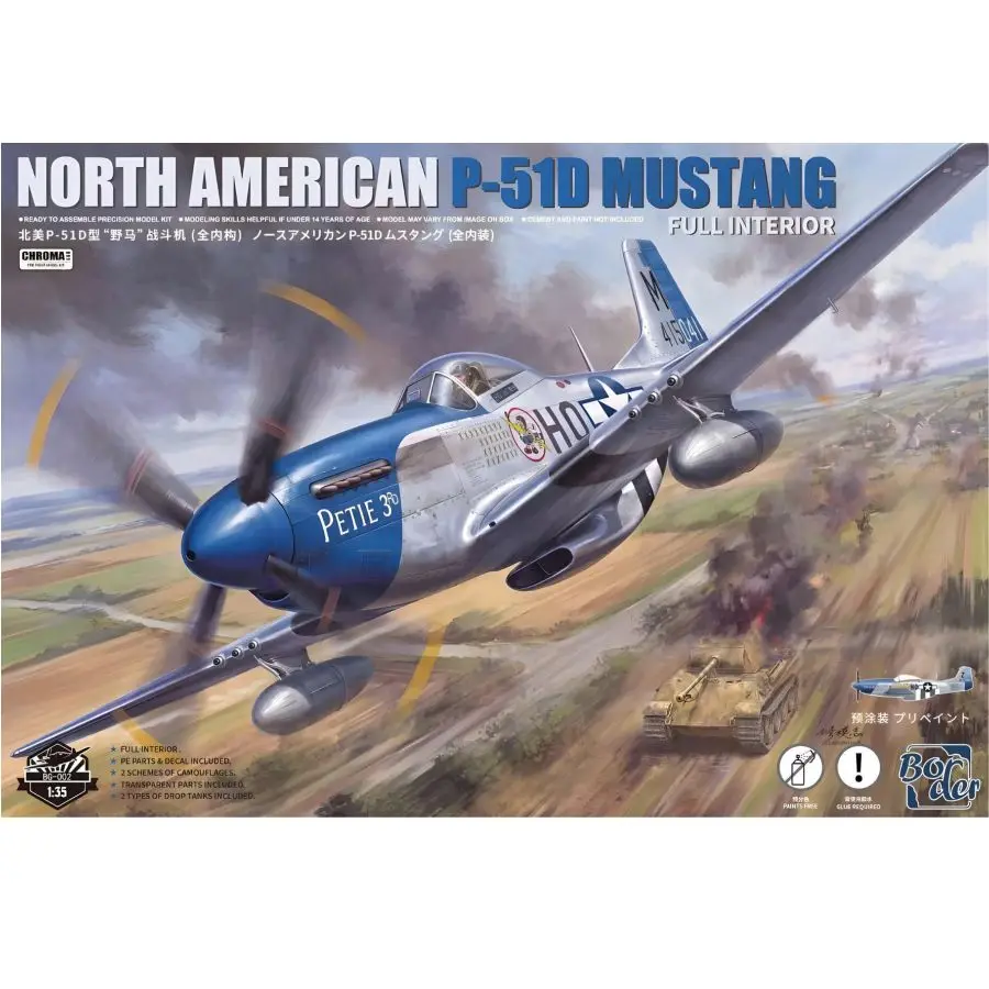 Border Model BG-002 1/35 North American P-51D Mustang Aircraft(FULL INTERIOR)Plastic Kit