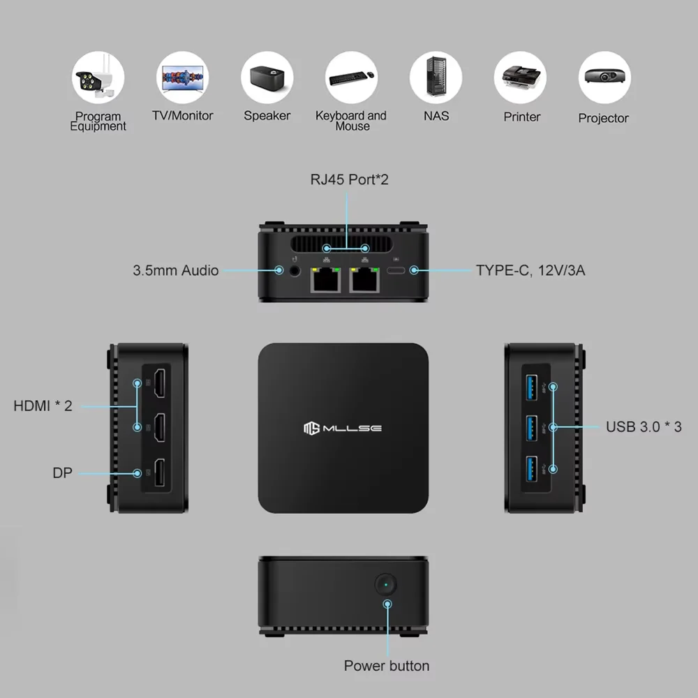 كمبيوتر صغير ويندوز برو ، إنتل 12 ، 11 جيجابايت روم ، DDR4 ، 12 جيجابايت رام ، واي فاي 6 ، BT5.2 ، سطح مكتب ، كمبيوتر ، كمبيوتر صغير يعمل