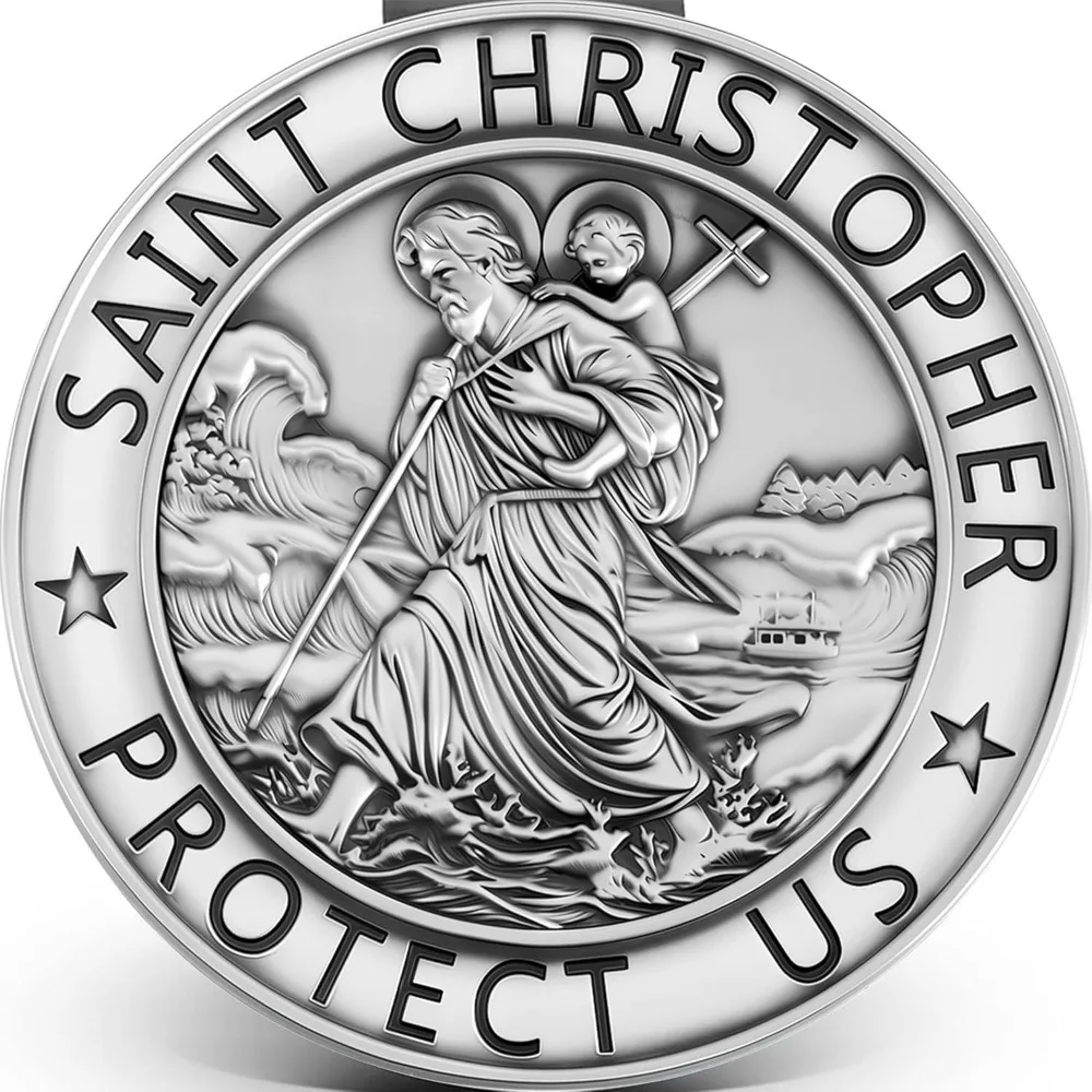 

Медаль Святого Кристофера для автомобиля, зажим для козырька St Christopher Protect Us 2,36 дюйма