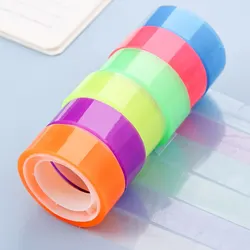 15mm Wide Rainbow Colored Sticky Tape Translucent Labelling Decorative Waterproof for Arts DIY Office Supplies