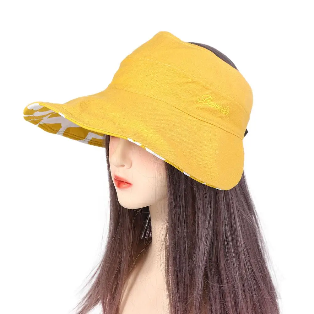 Sweet Fashion Oversized Brim Square Cotton Anti-ultraviolet Sun Hat Beach Cap Empty Hat Double Sided