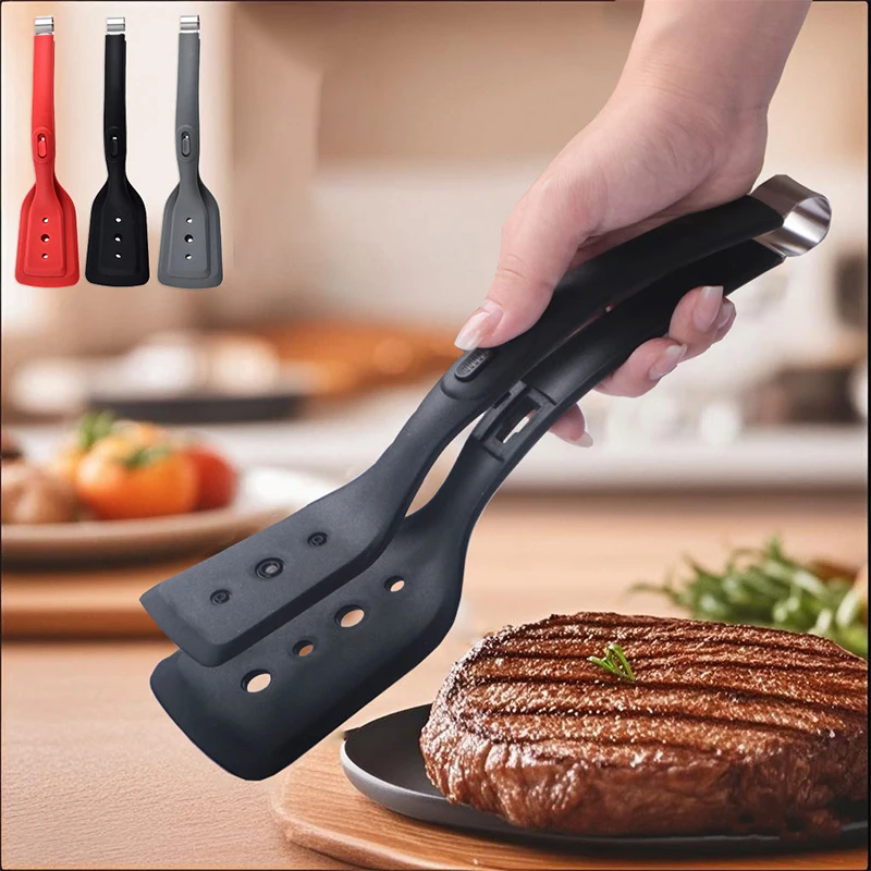 

Силиконовая лопатка для стейков, антипригарная лопатка для яиц и блинов, кухонная лопатка с длинной ручкой для жарки, щипцы для барбекю