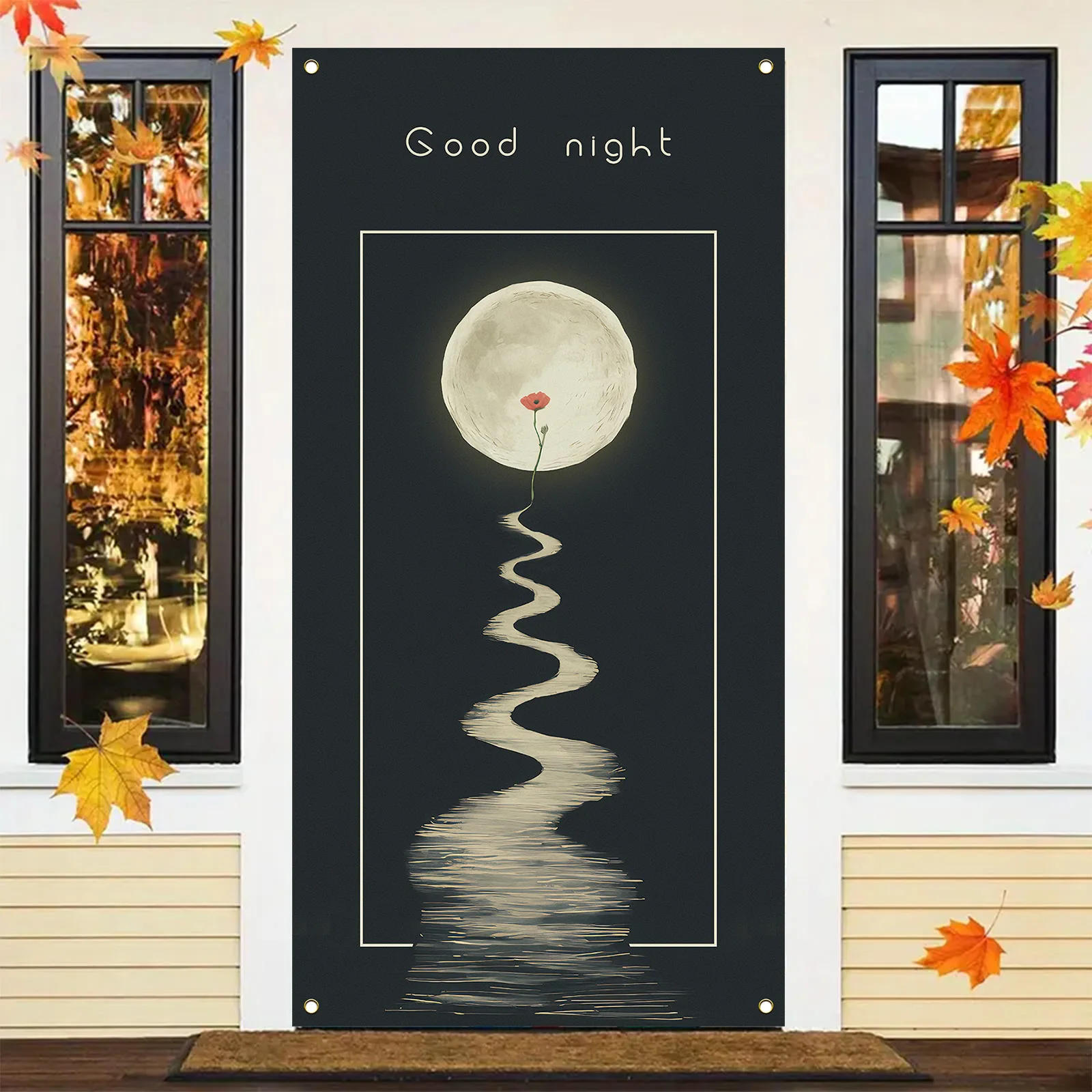 Good night, Moonlight Door Banner Decorations, Multipurpose Fabric for Party Porch, Universal Fit for Indoor/Outdoor Decor