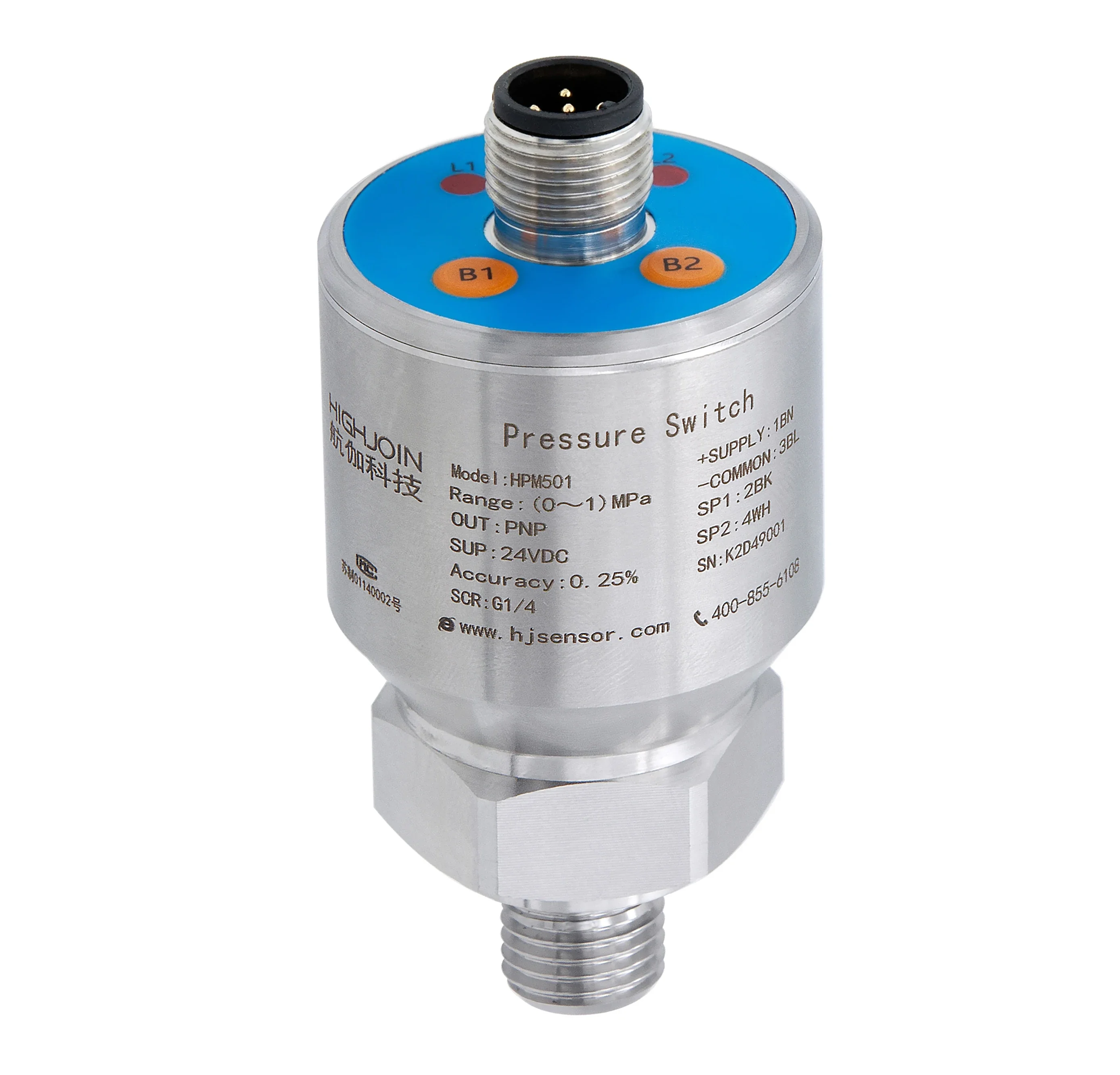 

HIGHJOIN двусторонний электронный переключатель давления PNP, корпус из нержавеющей стали, резьбовое или зажимное соединение по запросу