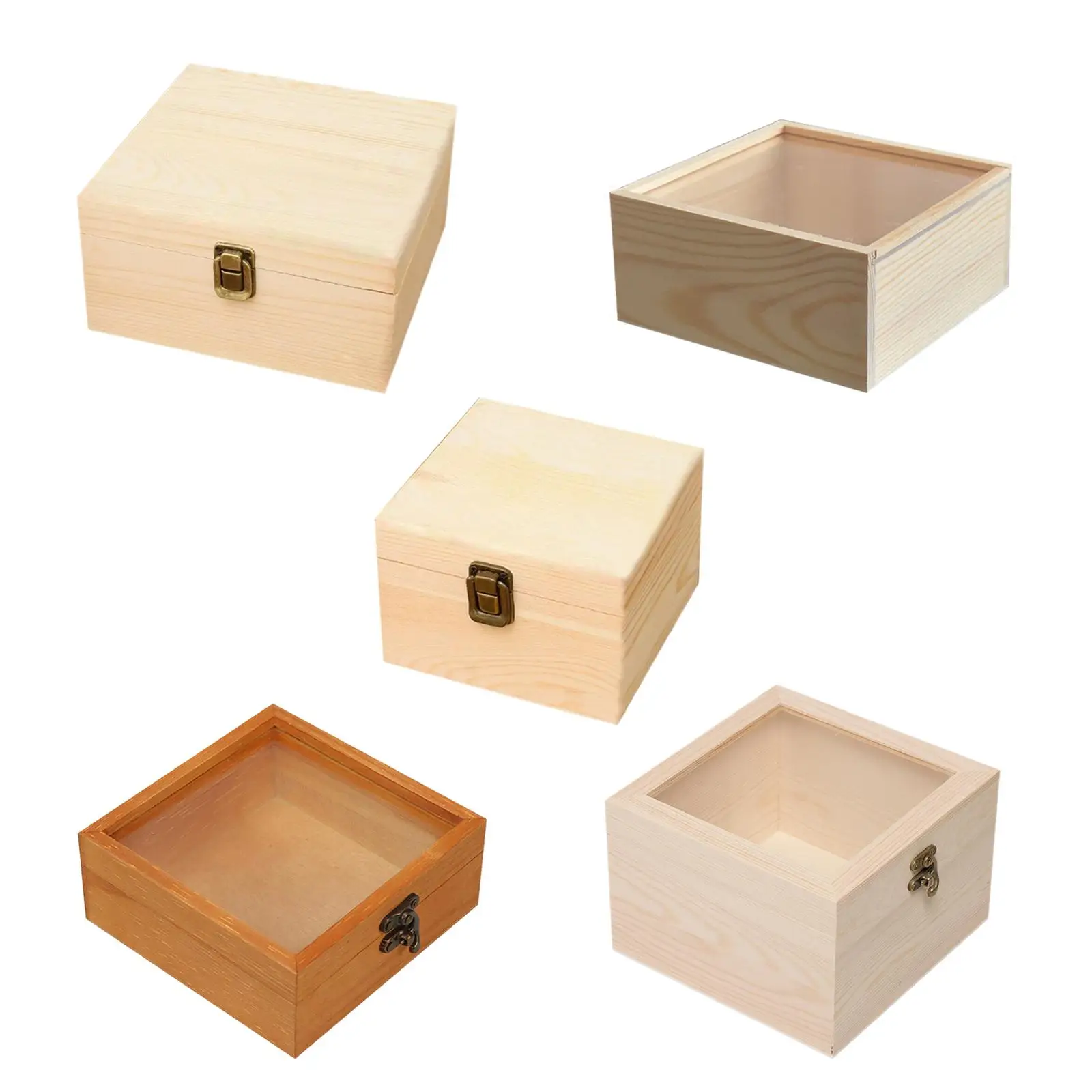 Wooden Storage Box Container Gift Packaging Box with Lid Keepsake Box for Party Supplies Wedding Bridesmaid Home Centerpiece