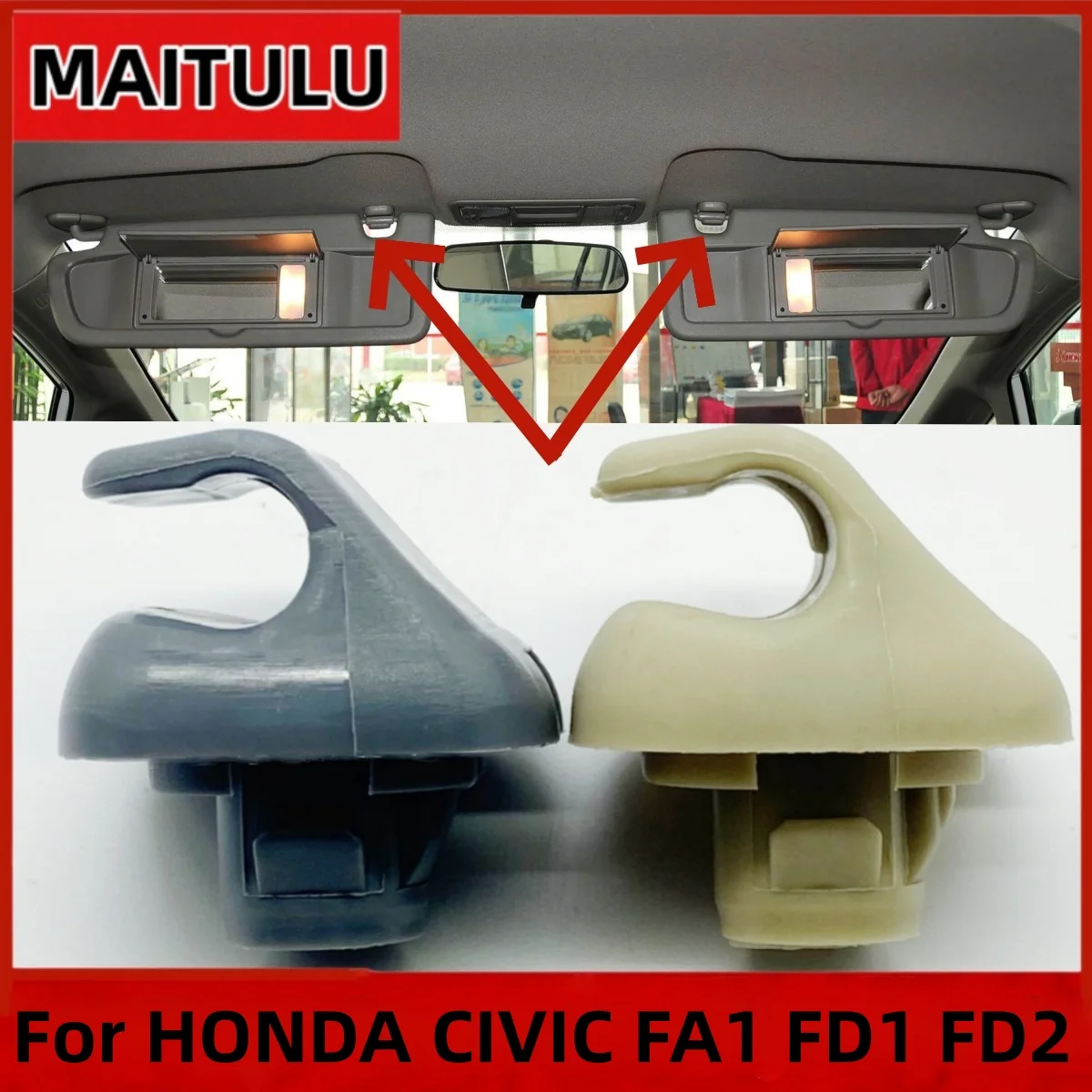 

Aftermarket Car Sunvisor Holder Clips Sun Visor Fastener For HONDA CIVIC FA1 FD1 FD2 2006-2011 Beige Ivory Gray Color