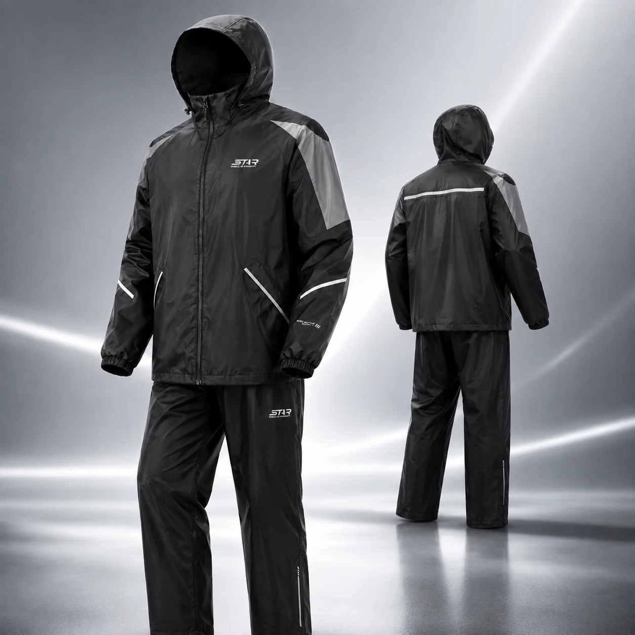 STAR FIELD KNIGHT SKJ864 Motorcycle Rain Gear Waterproof Hooded Jacket Pants Set Reflective Suit for Delivery Riders Commuting