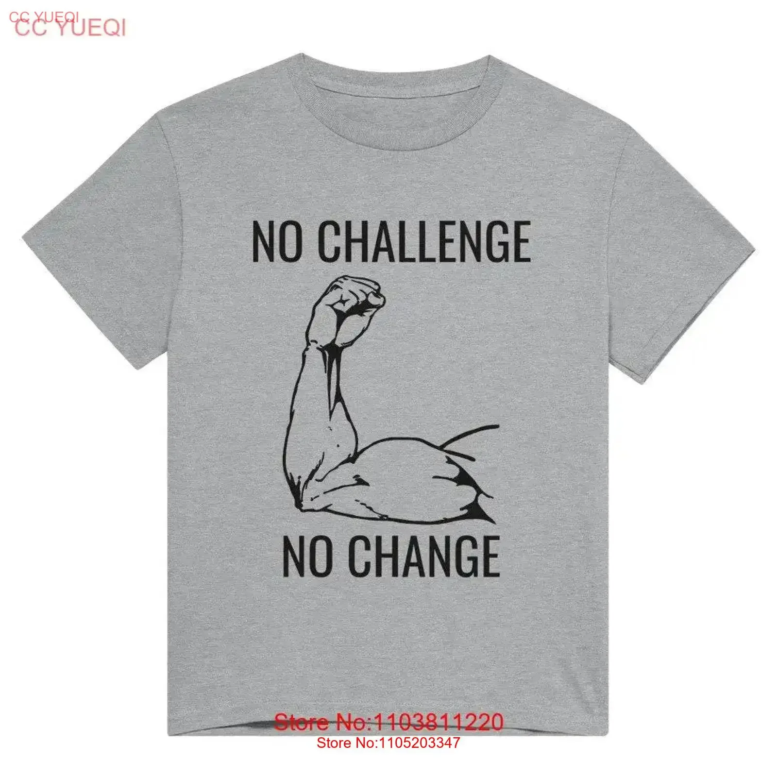No Challenge Change-Camiseta pesada con cuello redondo para hacer ejercicio, gimnasio, ropa de calle con gráfico informal lavada vintage