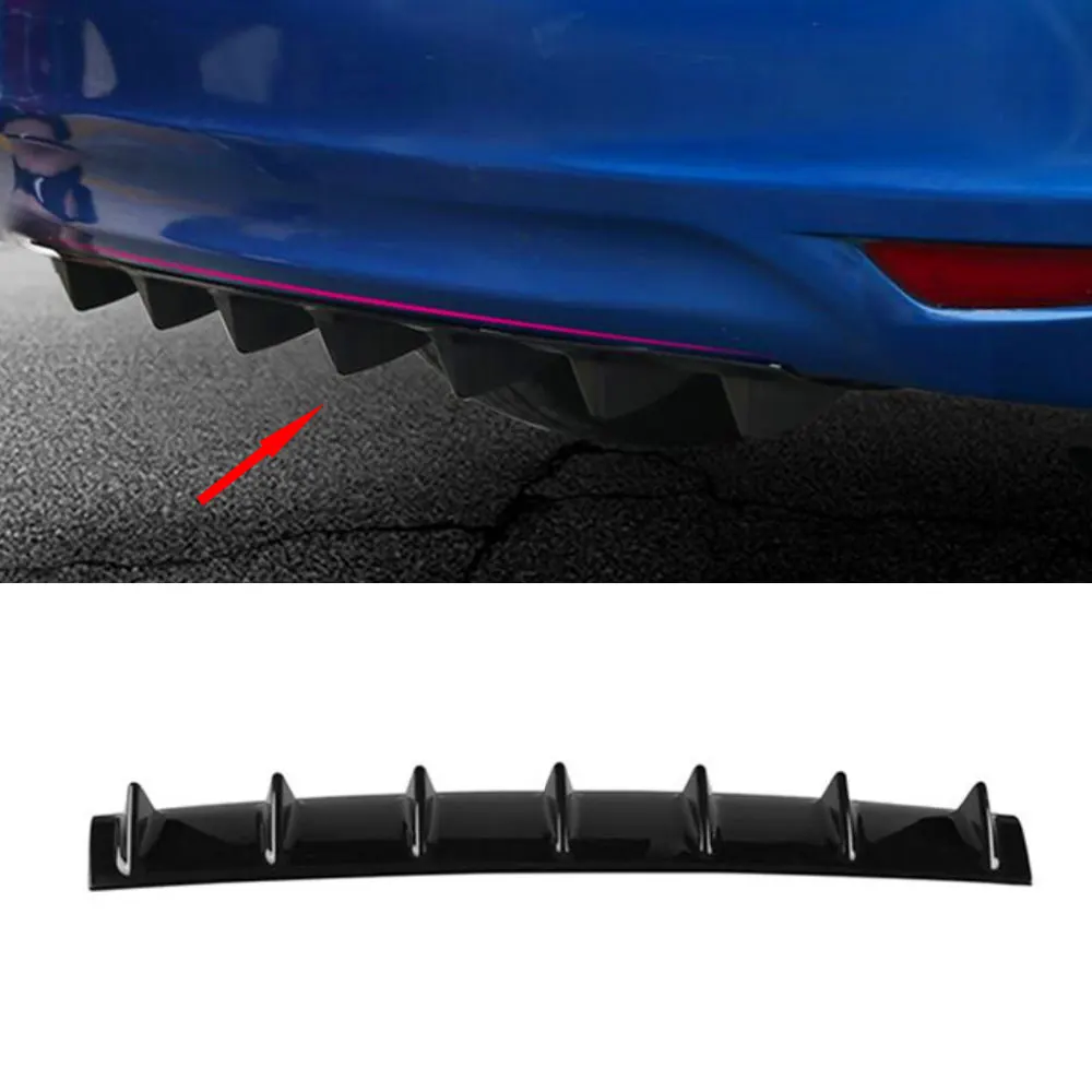 

ABS Gloss Black Rear Bumper Diffuser Lip Spoiler Shark Fin Kit Fit for Universal Cars Car Styling Carbon Fiber Look