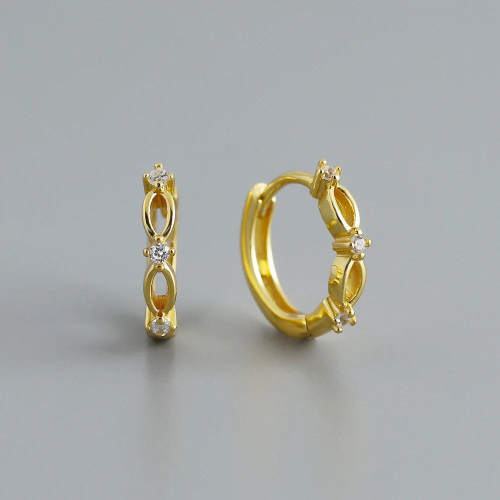 

CCFJOYAS 10mm 925 Sterling Silver Hollow Geometric Hoop Earrings for Women European and American 18k Gold Plated Circle Earrings