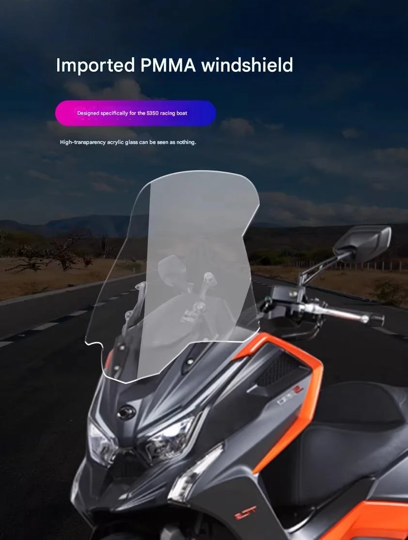 FOR KYMCO Xciting S350 Universal Windshield - Heightened & Wider Design for Seamless Installation at Original Mounting Points