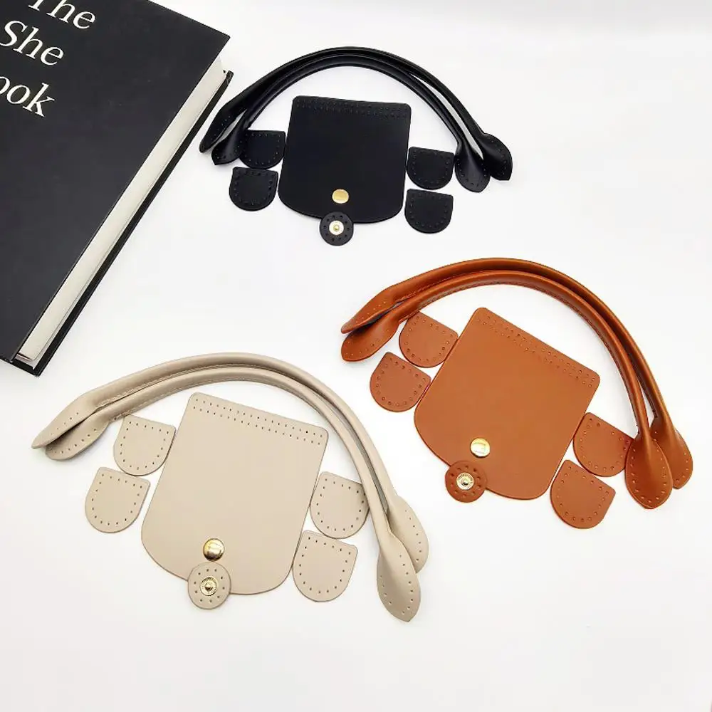 3Pcs/Set PU Leather Flap Cover Making Handbag Dumpling Bag Solid Color Leather Shoulder Bag Strap Crochet Handbag Accessories