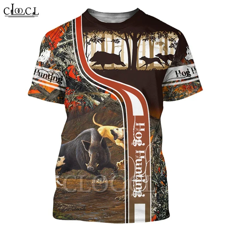 CLOOCL 2021 Summer Men T Shirt 3D Print Wild Boar Hunting Camo T-Shirts Harajuku Casual Short Sleeve Tee Shirts Unisex Cool Tops