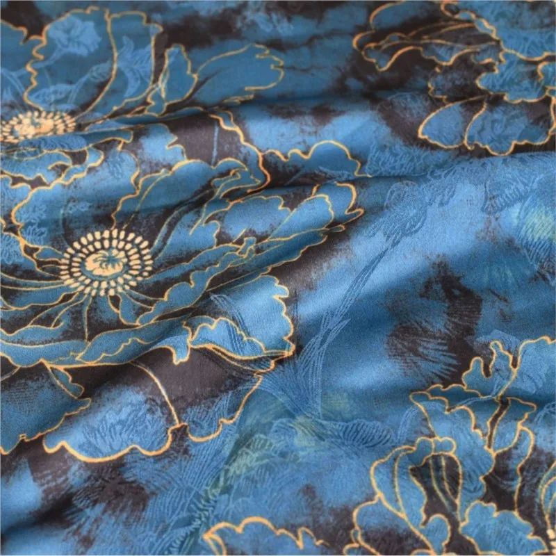 

Xiangyunsha ткань с крупным принтом, модная одежда Cheongsam в китайском стиле, платье Hanfu