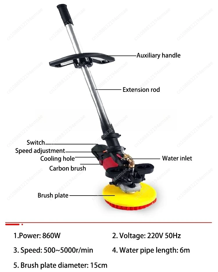 

860W Multifunctional Electric Concrete Floor Scrubber Floor Cleaning Tool Handheld Marble Tile Cleaning Equipment