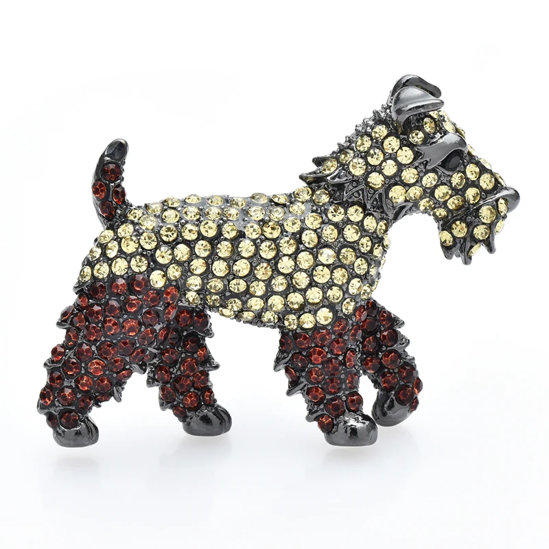 

Wuli&baby Lovely Schnauzer Dog Brooches For Women Unisex Sparkling Rhinestone Cute Pets Puppy Animal Party Causal Brooch Pins