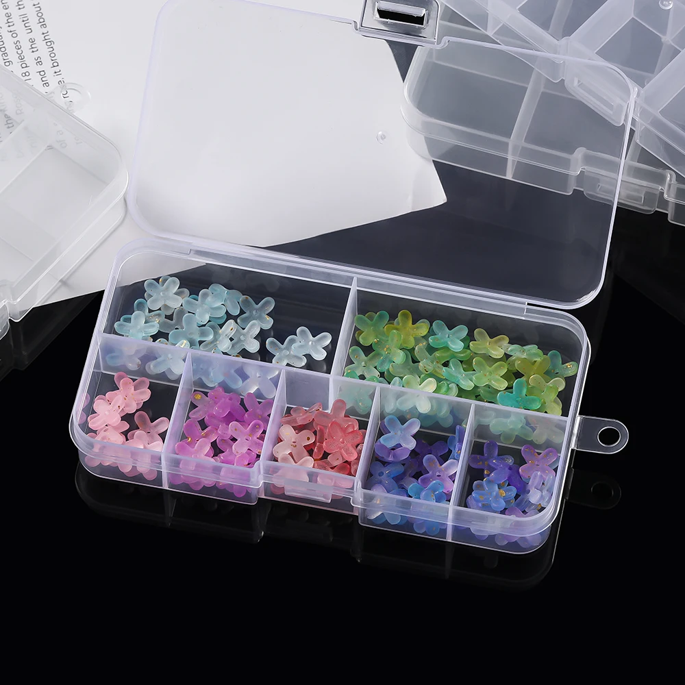 1 pz 7/8 Griglia Contenitore di plastica trasparente per gioielli per perline Custodia per orecchini Scatola di immagazzinaggio rettangolare per gioielli