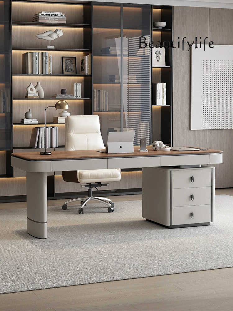 Solid wood light luxury desk Italian minimalist computer desk designer high-end simple writing desk