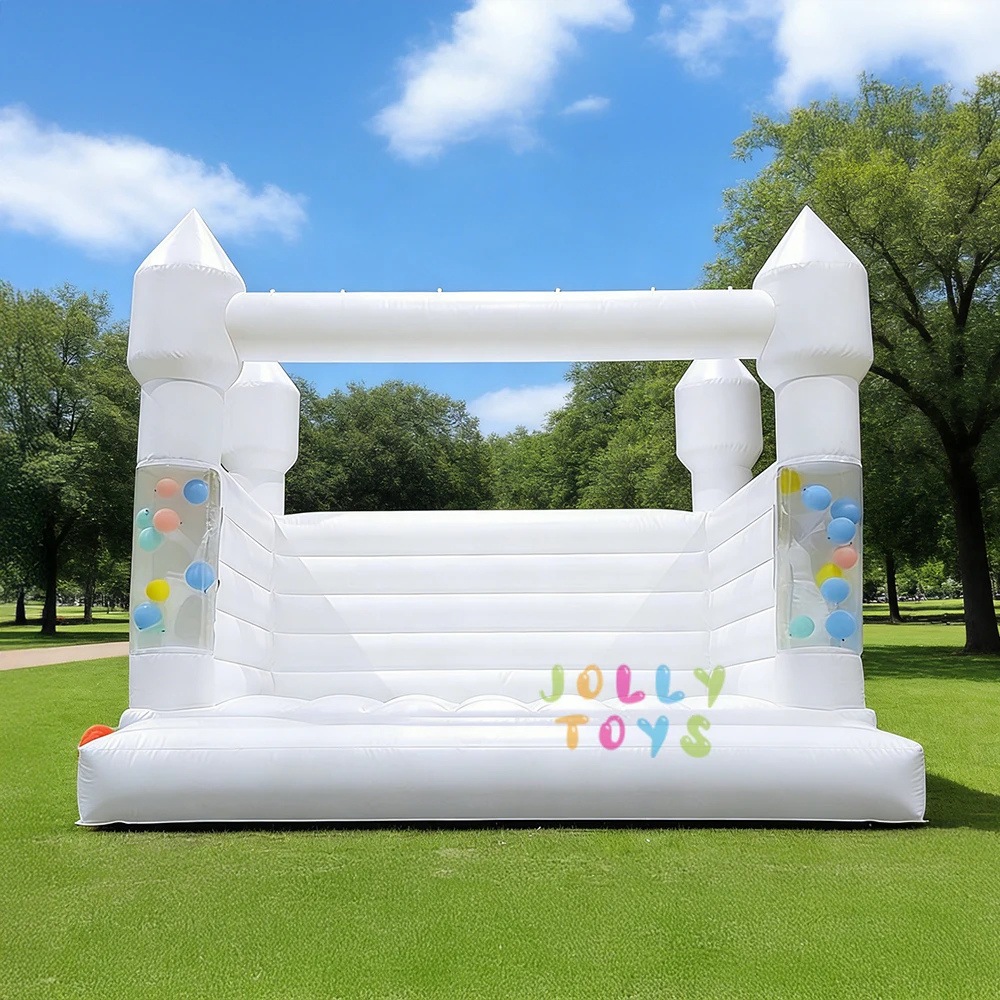 White Inflatable Bounce House for Kids Party Outdoor PVC Bouncy Castle with Balloons Custom Jumping Castle Inflatable Jumper