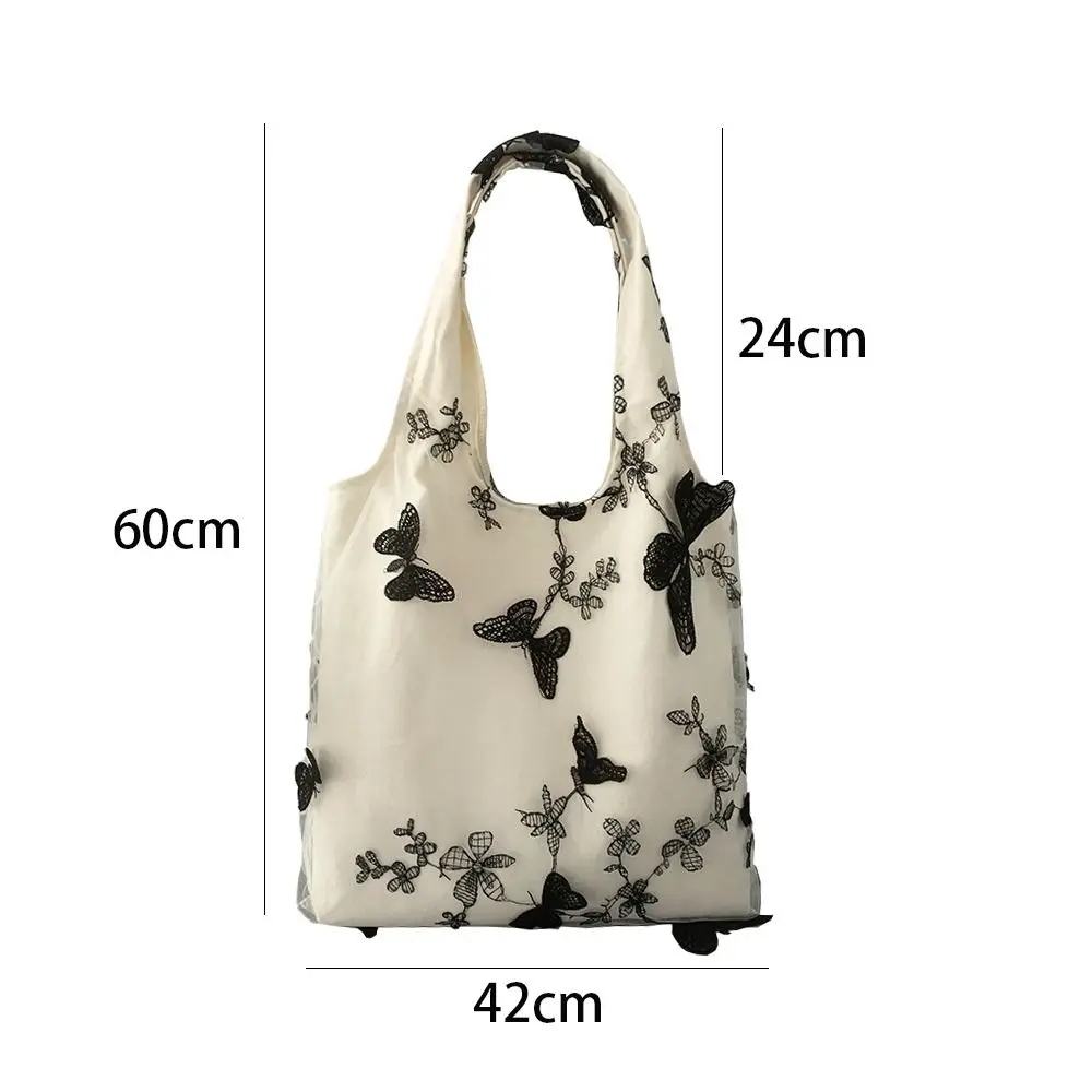 여성용 캔버스 토트백, 레이스 쇼퍼 디자이너 핸드백 캐주얼 자수 나비 크로셰, 귀여운 메쉬 숄더백, 2023 소녀 / 아동용 가방, image size:1000x1000