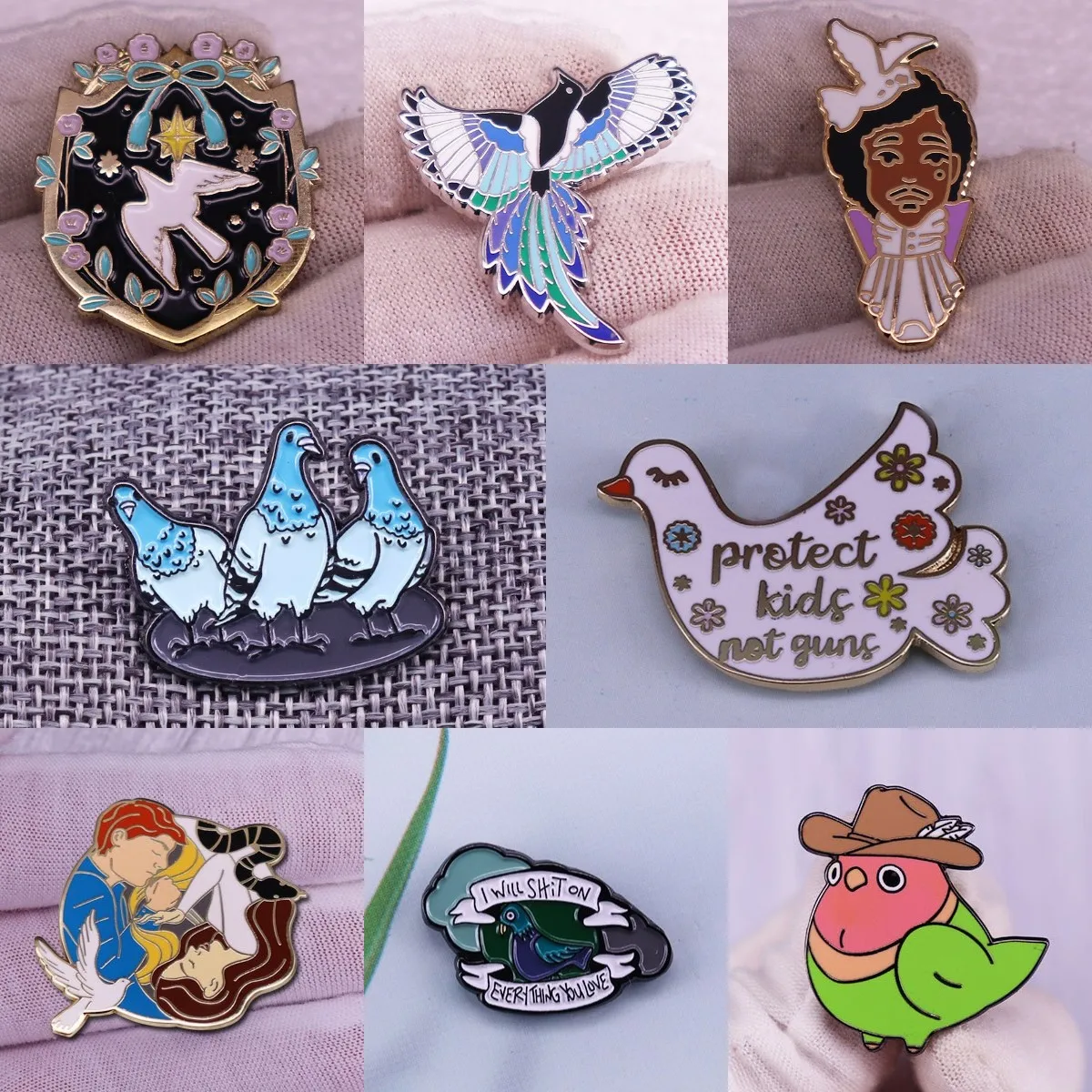 Cute Peace Dove Brooches Badges Animal Metal Fashion Enamel Pin Backpack Birds Lapel Gifts For Kids And Pacifist