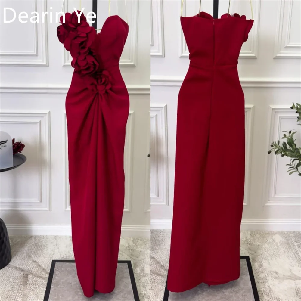 

Customized Evening Dress Dearin Sweetheart Column Ankle Length Skirts 3D Flower Bespoke Occasion Dresses Saudi Arabia Prom Forma