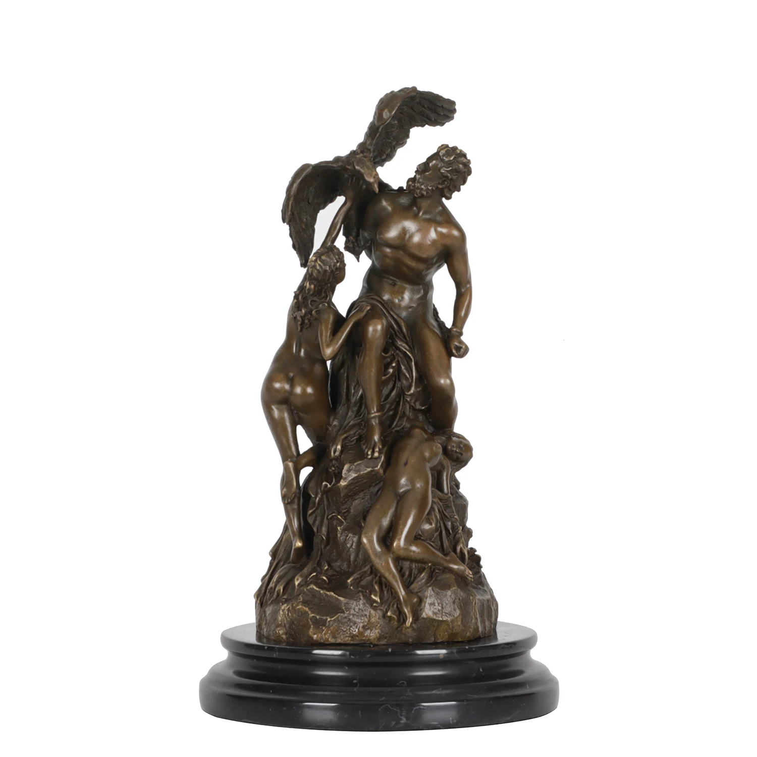 

34cm Bronze Prometheus Bound Greek Mythology God Antique Sculpture Home Decoration