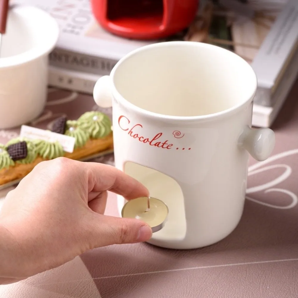 

Портативный набор кружек для фондю на одну порцию, керамическая антипригарная чашка для тортания масла с вилкой, маленькая теплая кружка для питья для холодной погоды