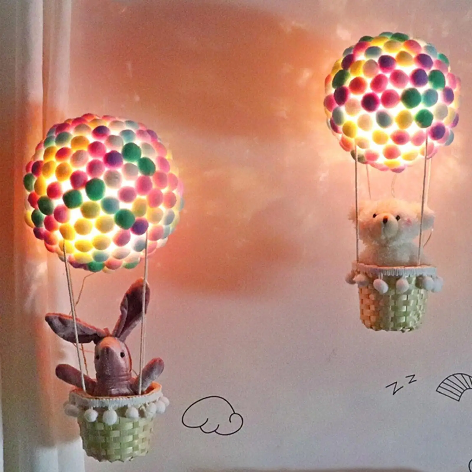 Creative Hot Air Balloon Night Light Material Package DIY Baby Handmade Kids Girls Night Lamp for Party Birthday Gift Home Decor