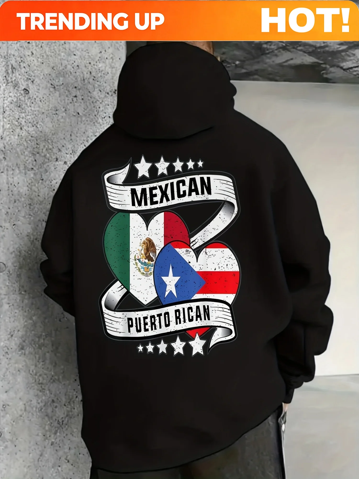 Customization Men'S & Women'S Puerto Rican Mexican Flag Hoodie - Mexirican Heritage Graphic Pullover With Kangaroo Pocket, Blend