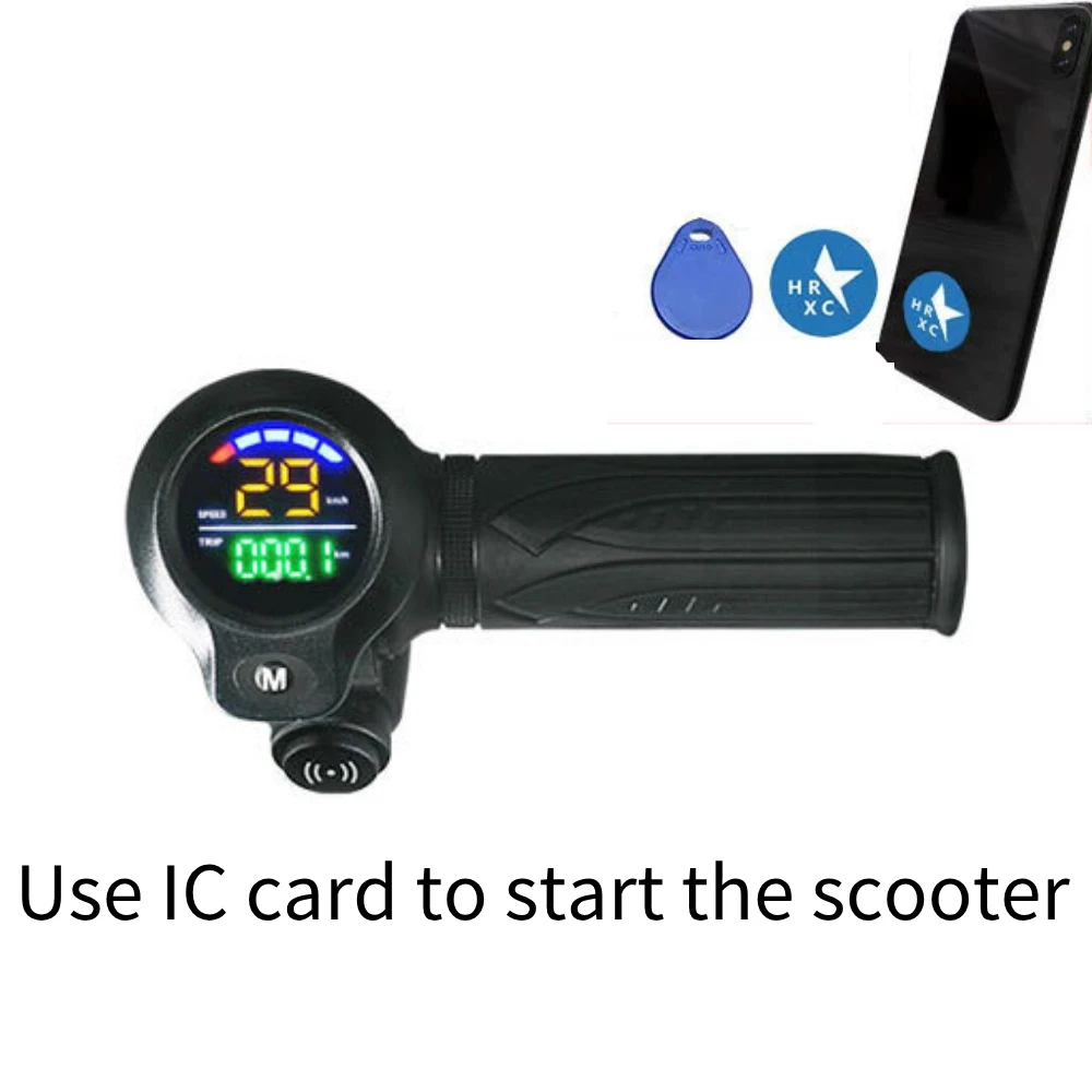 1 Pair IC Card Start 24-72V Universal Electric Bike Scooter Display Screen Twist Throttle Handlebar Set Meter Throttle