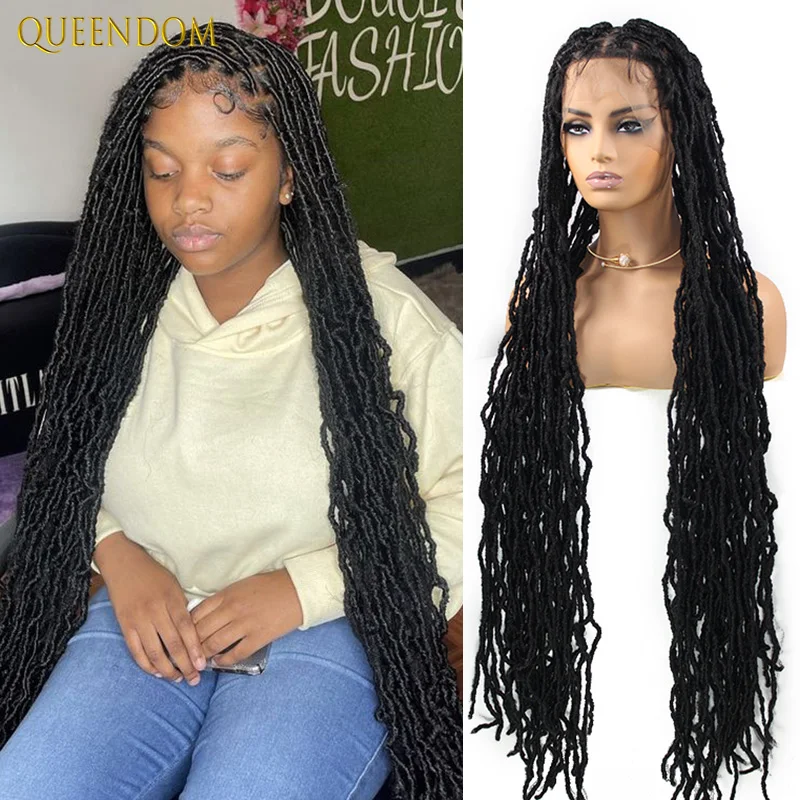 

Synthetic Full Lace Braided Wig Butterfly Faux Locs Box Braids Wigs 40 Inches Long Braiding Wig For Women Africa Dreadlocks Wigs