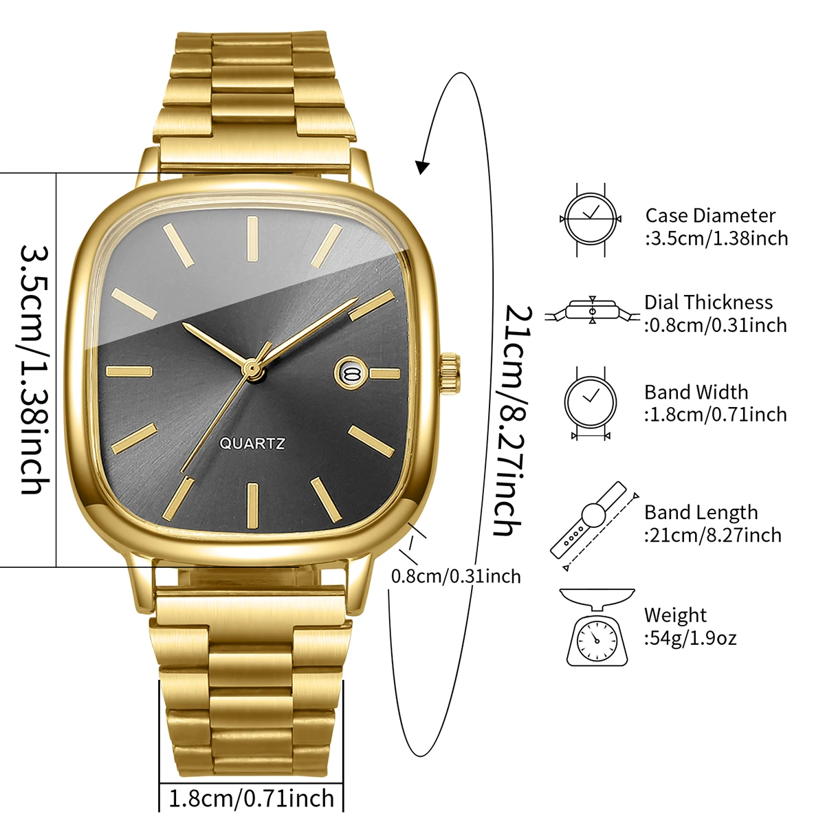 أزياء ساحة رجال الأعمال الساعات التناظرية التقويم كوارتز ساعة للرجال ساعة Reloj Hombre (بدون صندوق)