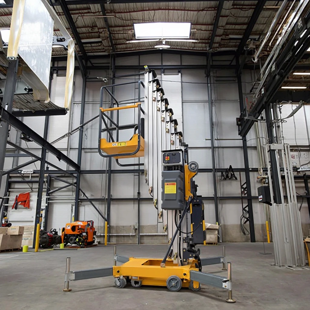 

Реальная цена, высокое качество, портативный гидравлический одномачтовый подъемник из алюминиевого сплава, один человек, толкающий вертикальный подъемник