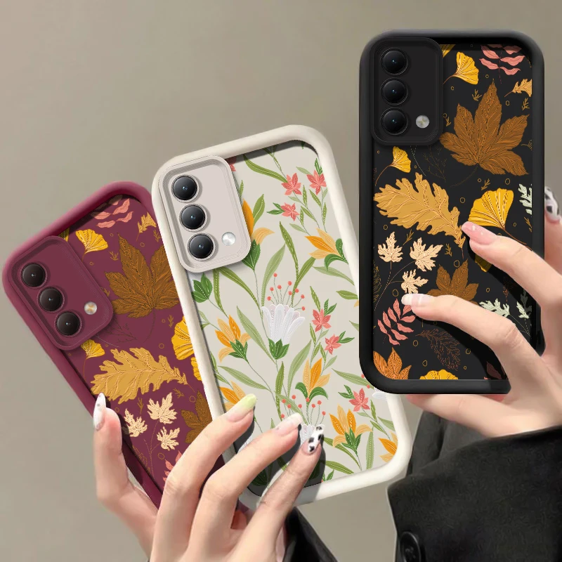 حافظة هاتف من السيليكون غير اللامع لهاتف انفينيكس تكنو سبارك 20C 10 Pro 6 Go 2024 2023 2022 Pova 7 Camon 40 Pro 30 20 غطاء أوراق الزهور