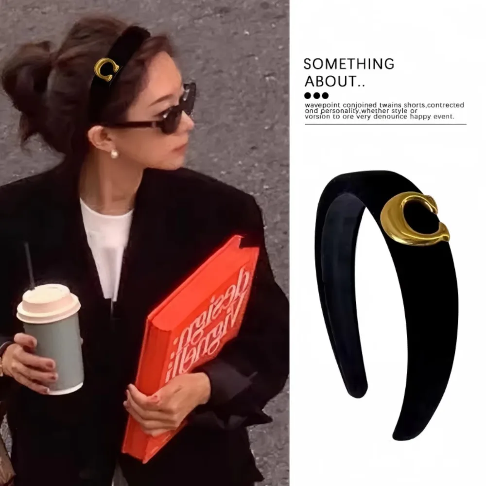 2026 New Luxury Autumn and Winter Warm Black Velvet Headband, Women's Fashionable Hair Accessories, Versatile for Daily Use