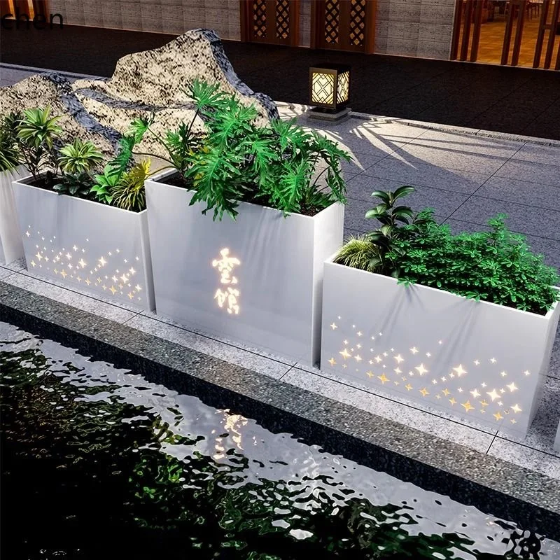 ZML Outdoor Flower Box Combination Milk Tea Shop Sales Department Commercial Street Outdoor Iron Art Flower Bed Flower Tray