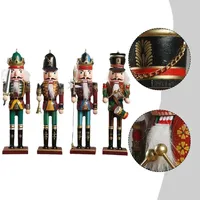 30CM Wooden Nutcracker Puppet Figurine Hand Painted Nutcracker Soldiers Model Doll Christmas Ornaments Home Decoration New Year