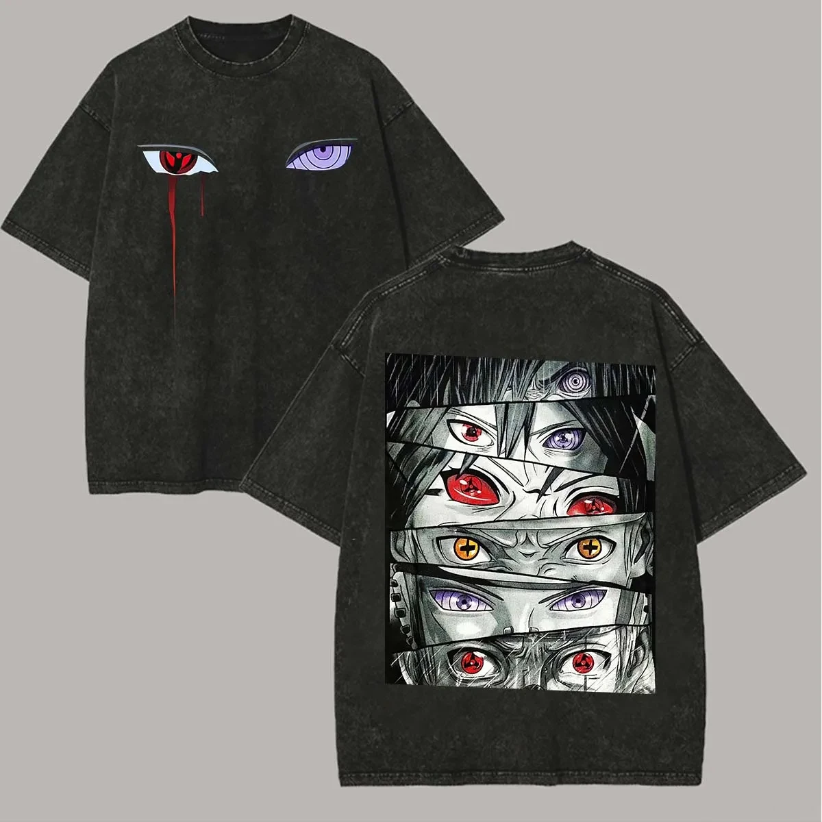 Camiseta Sharingan Naruto para Hombre, con Estampado Trasero Rinnegan Eye, Diseño de Anime, Algodón, Estilo Urbano, Sasuke Madara, Vintage, Bootleg