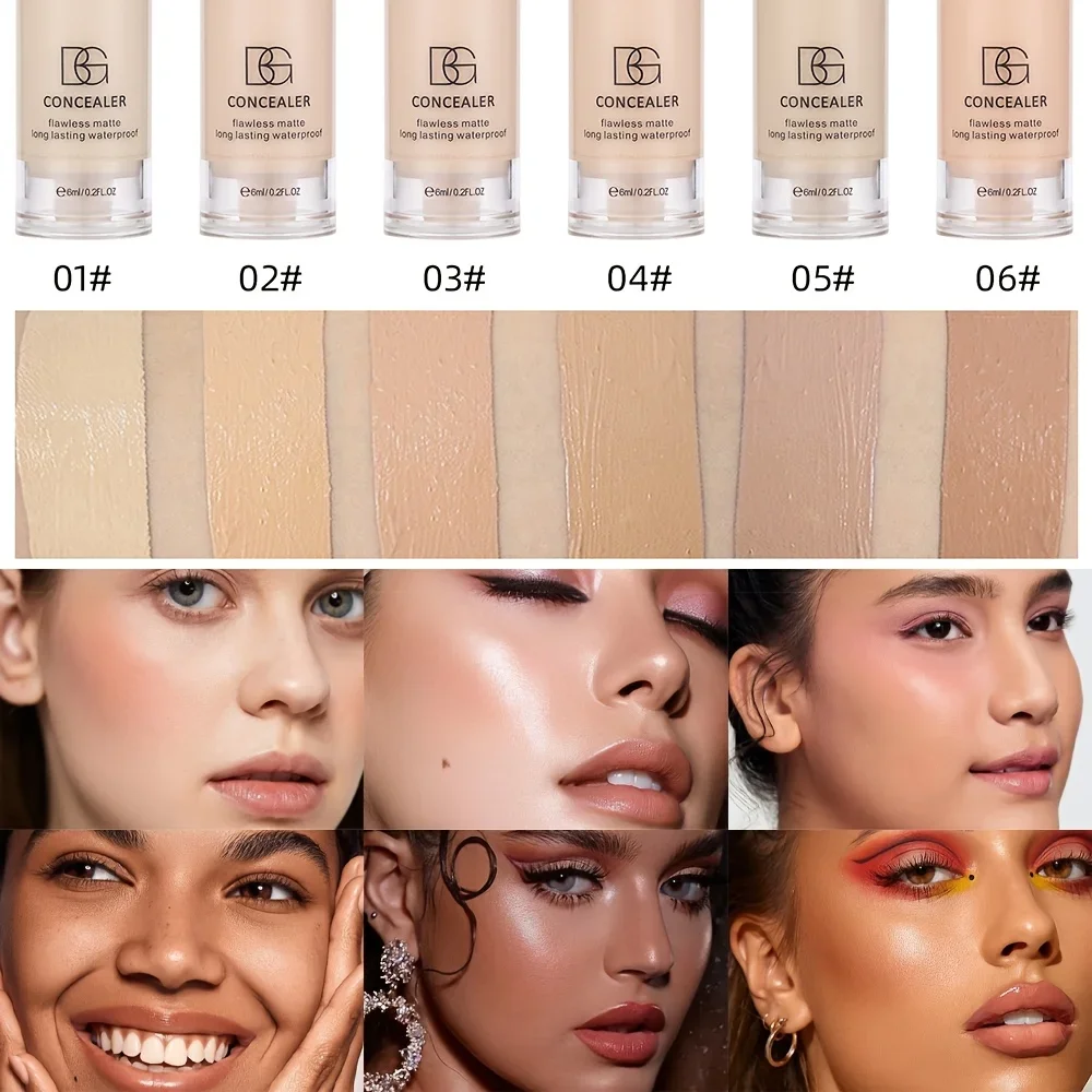 Mini Matte Concealer Full Coverage Liquid Foundation Long-Lasting Waterproof Suitable for All Skin Types Multi-Tone Coverage