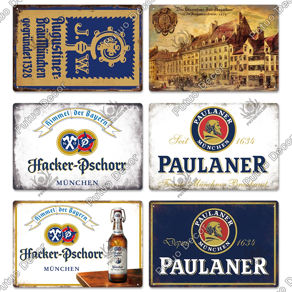 Putuo Decor Germany Beer Brand Metal Sign Plaque Metal Vintage Tin Sign Decoration for Pub Man Cave Kitchen Club Bar Home Decor